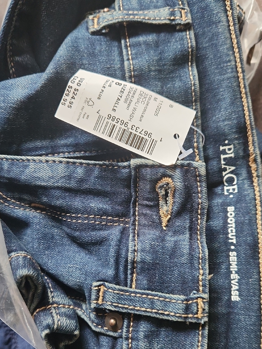 Girls Plus Size 8 The Children's Place Dark Blue Bootcut Jeans